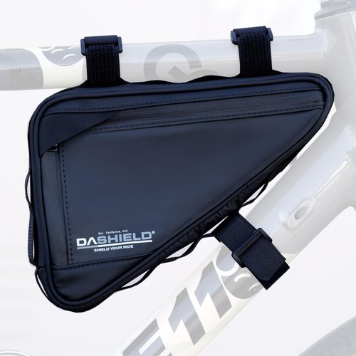 DASHIELD Bike Frame Bag Two Side Pockets Waterproof Reflective Bicycle Triangle Pouch, Storage Bag Strap-On, Mountain Road Bike MTB Cycling Bike Acessories, 2L