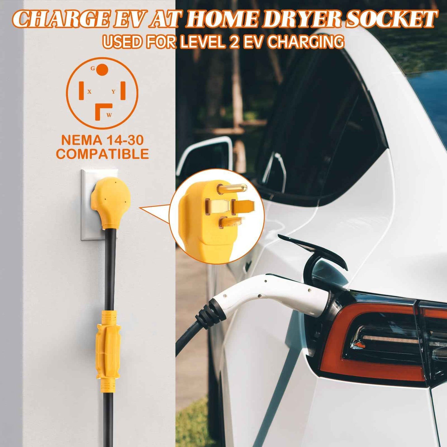 Tellegloww 14-30P to 6-20/15R or 5-20/15R EV Dryer Adapter Cord Compatible with NEMA 30 Amp 4 Prong 240V to 20/15 Amp 3 Prong 240V 6-20/15R or 5-20/15R T Blade for EV Charger HVAC 12 AWG 1FT