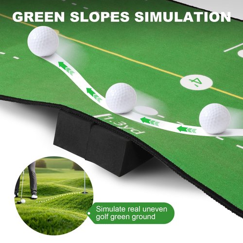 Lovegoo Golf Practice Mat with Alignment Mirror - 20 in X 120in Golf Putting Mat Training Aid Mat, Anti-Slip Backing Golf Putting Green for Indoor/Outdoor (Large)
