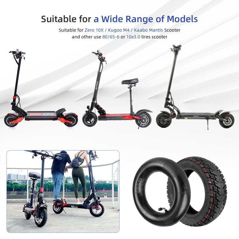 ulip 255x80 Off Road Tire with Inner Tube Pneumatic Tyre for Nanrobot Joyor Varla Eagle Apollo Ghost Zero 10X Kaabo WOLF WARRIOR MANTIS Kugoo M4 Scooter (2 tires and 2 inner tubes)