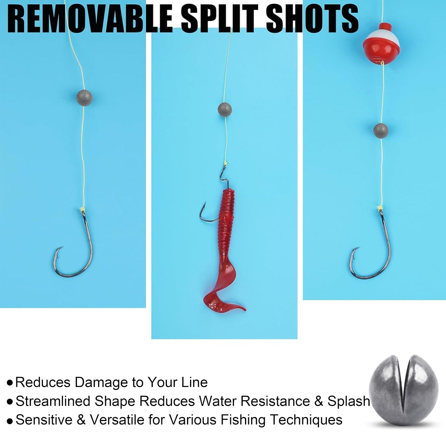 100pcs Split Shot Fishing Weights Removable Round Fly Fishing Line Sinkers Reuseable Clip On Weights Freshwater Saltwater Split Shot Fishing Sinkers 2.2g