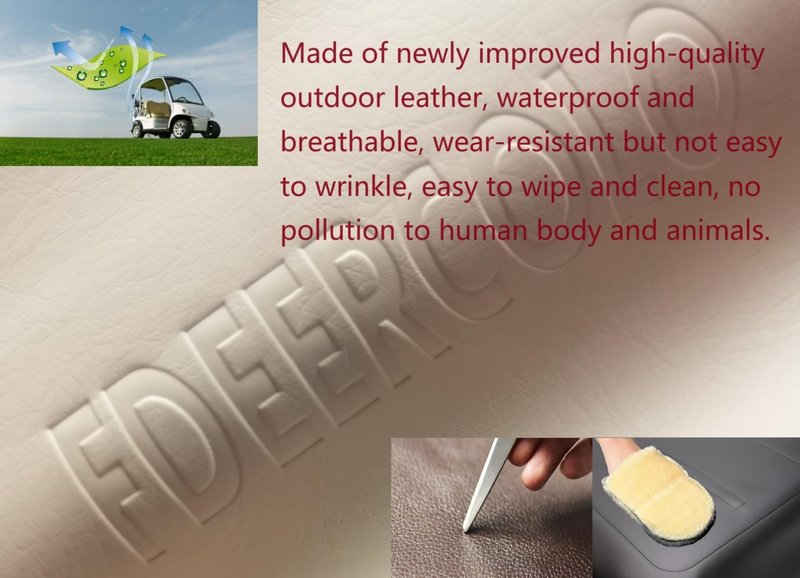 FDEERCOLO Golf Cart Front Seat Leather Cover, for EZGO Medalist TXT1994-2013 Regular Front Seat Cushion.(Thermoformed/OEM Match) (Khaki)