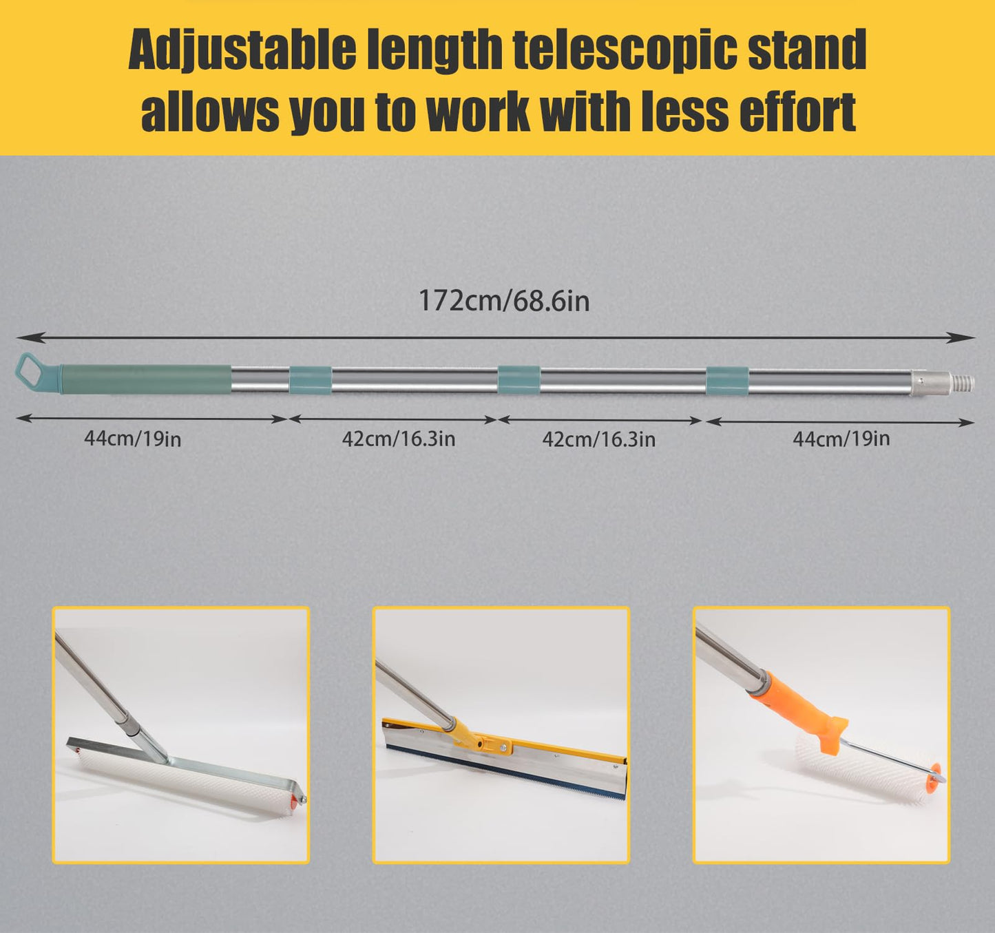 aienvh Self Levelling Cement Tool Kit, Adjustable Extension Pole, Floor Roller, Nailer Shoe, Epoxy Floor Tool, Stainless Steel Trowel, Self Levelling Rake, Cement Self Levelling Concrete Tool Kit