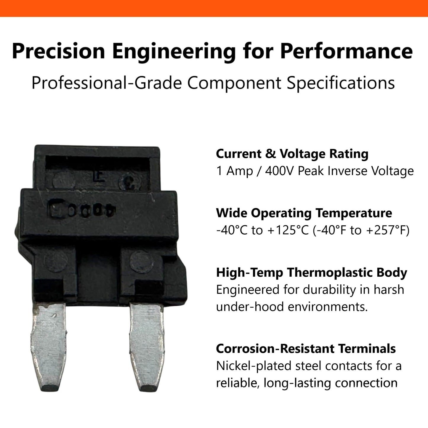 FalconSupply Genuine Aptiv 12135037 / Littelfuse 02400104P (2-Pack Kit) 1A/400V Mini Blade Automotive 12V Diode Fuse, OEM Replacement for GM AC Compressor Clutch Coil, Fits Buick, Chevy, GMC, Pontiac