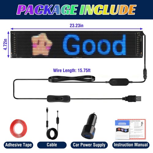 Golf Cart Devil LED Eyes Light Sign, 23.23"x4.72" Programmable Flexible Screen for Windshield with App Control, DIY Dynamic Animated LED Sign Display for Car Golf Cart Trucks Festivals Decor