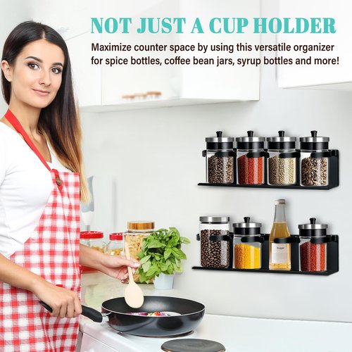 Magnetic Cup Holder for Fridge,8 Cups Water Bottle Organizer for Stanley 30 40 oz with Tumbler Lid Organizer,High Capacity Heavy Duty Kitchen Storage Rack Accessories