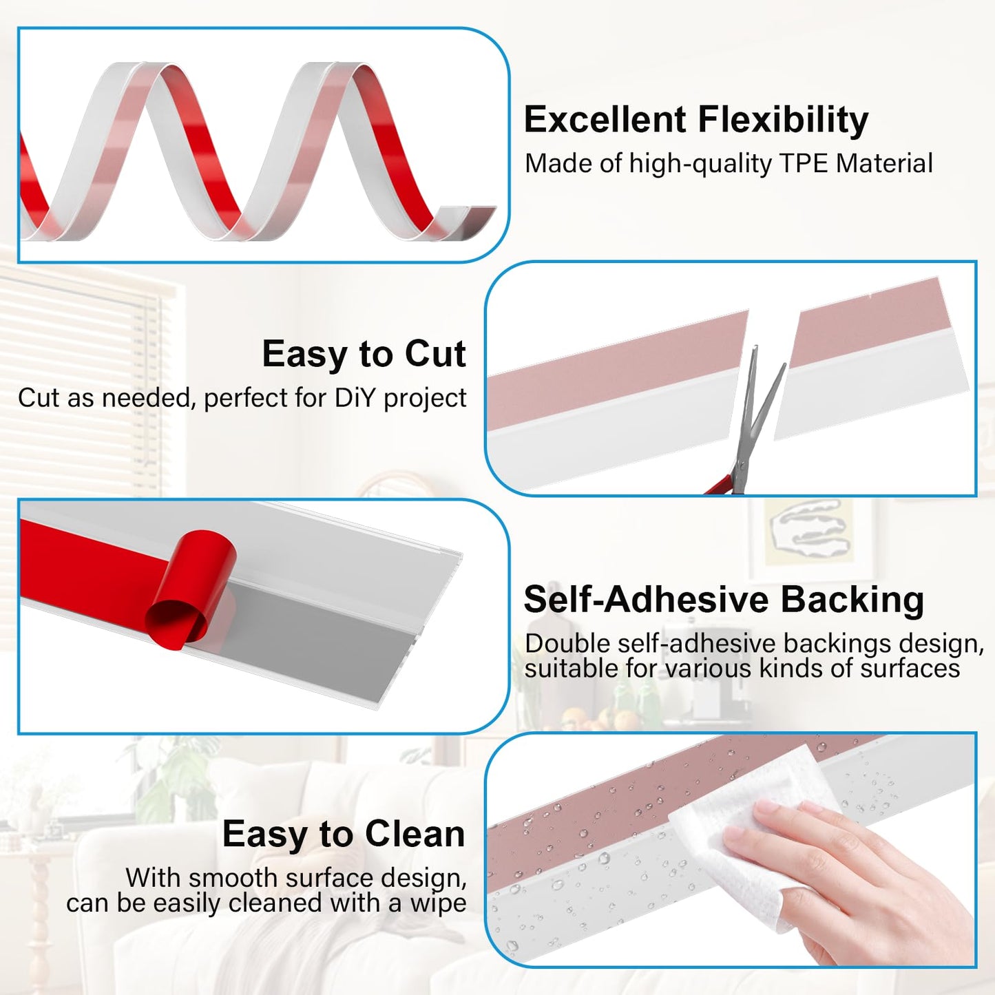 Pluden 20FT Weather Stripping Door Seal - 1" Silicone Alien Draft Seal Tape for Gaps Under Door Weatherstripping Sweep Stopper for Bottom of Shower Door/Sliding Glass Door