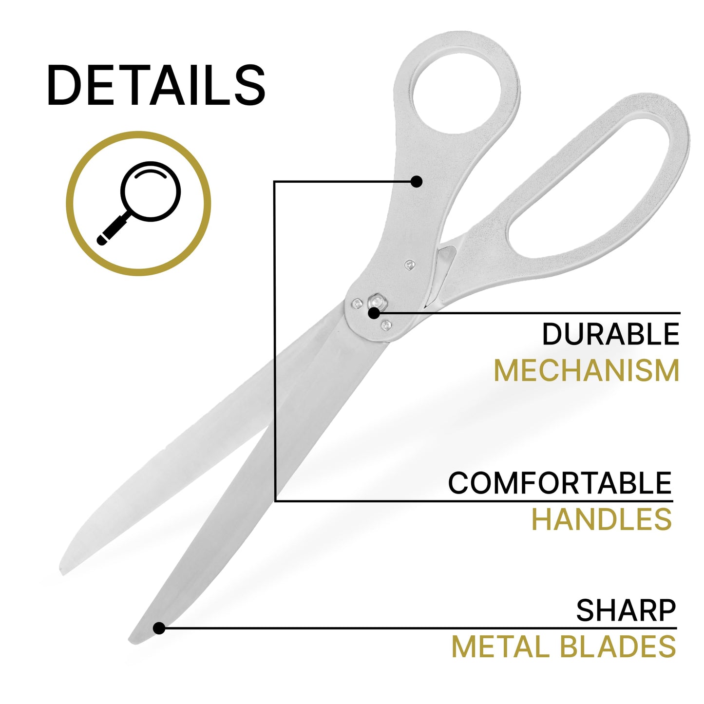 25" White Ceremonial Scissors – Giant Ribbon Cutting Scissors for Grand Opening Large Shears for Ceremony Supplies Big 25 Inch Shears for Events Ribbon and Decorations Kit