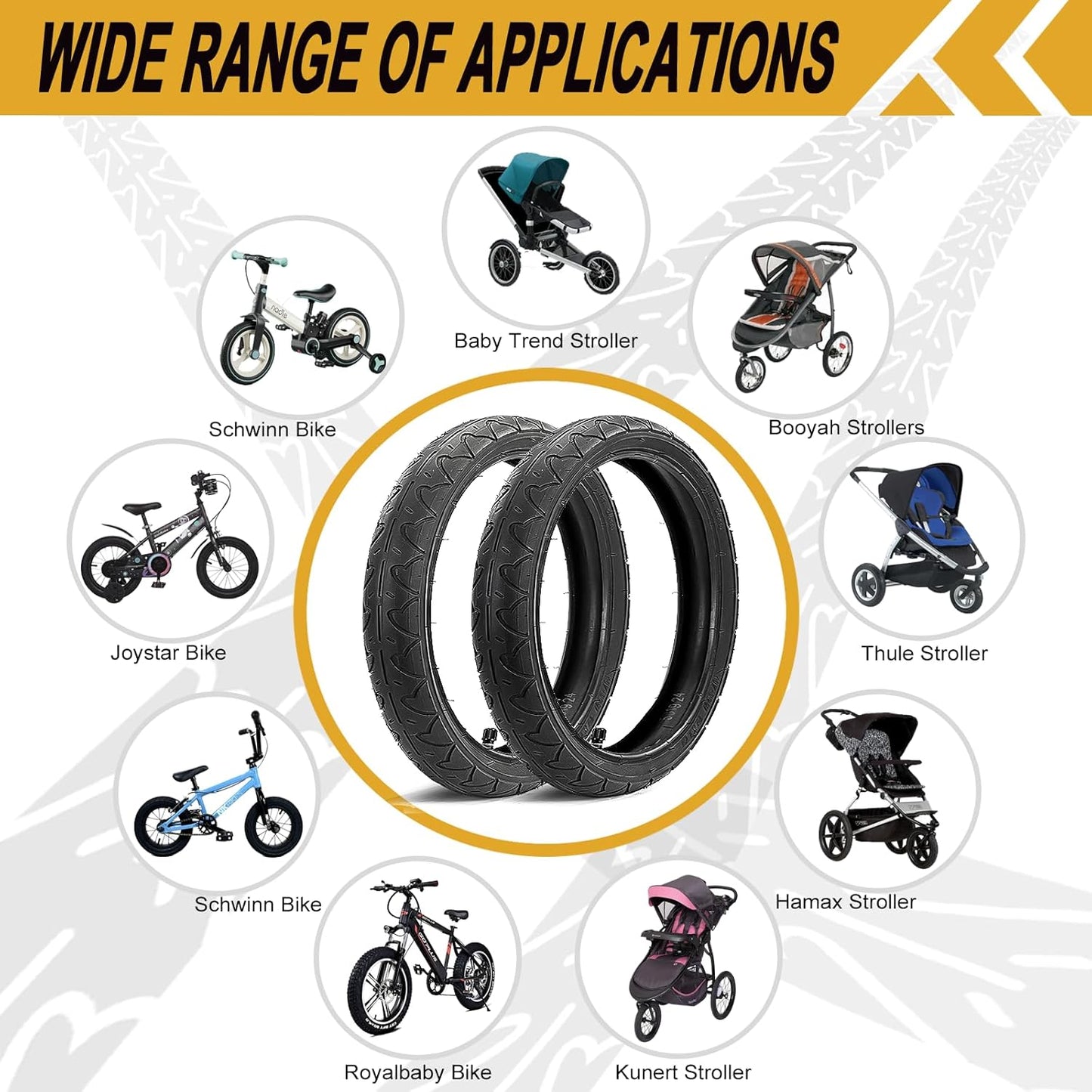 BOB Stroller | Rear 16x1.75/2.125 Tires & Tubes - Durable Fit for Revolution SE & Duallie Jogging Strollers (2 Sets)