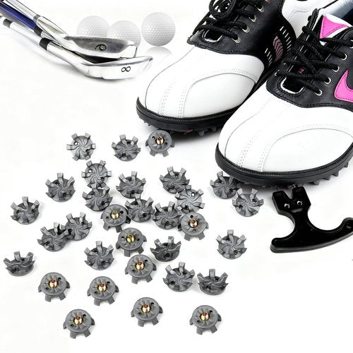 30-PCS Golf Spikes Set with Black Wrench, Golf Shoe Spikes Replacements Set & Shoe Spikes - Ideal for Golfers, Golf Shoe Maintenance,Lawn Cricket Shoe Player Lover