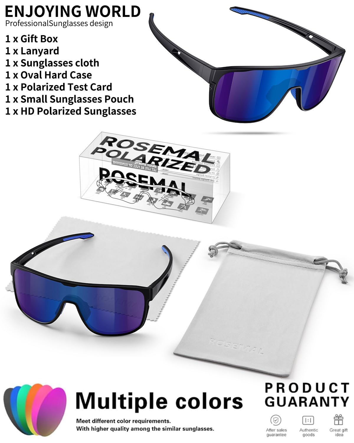 Polarized Sports Sunglasses for Men Women UV400 Protection Running Hiking