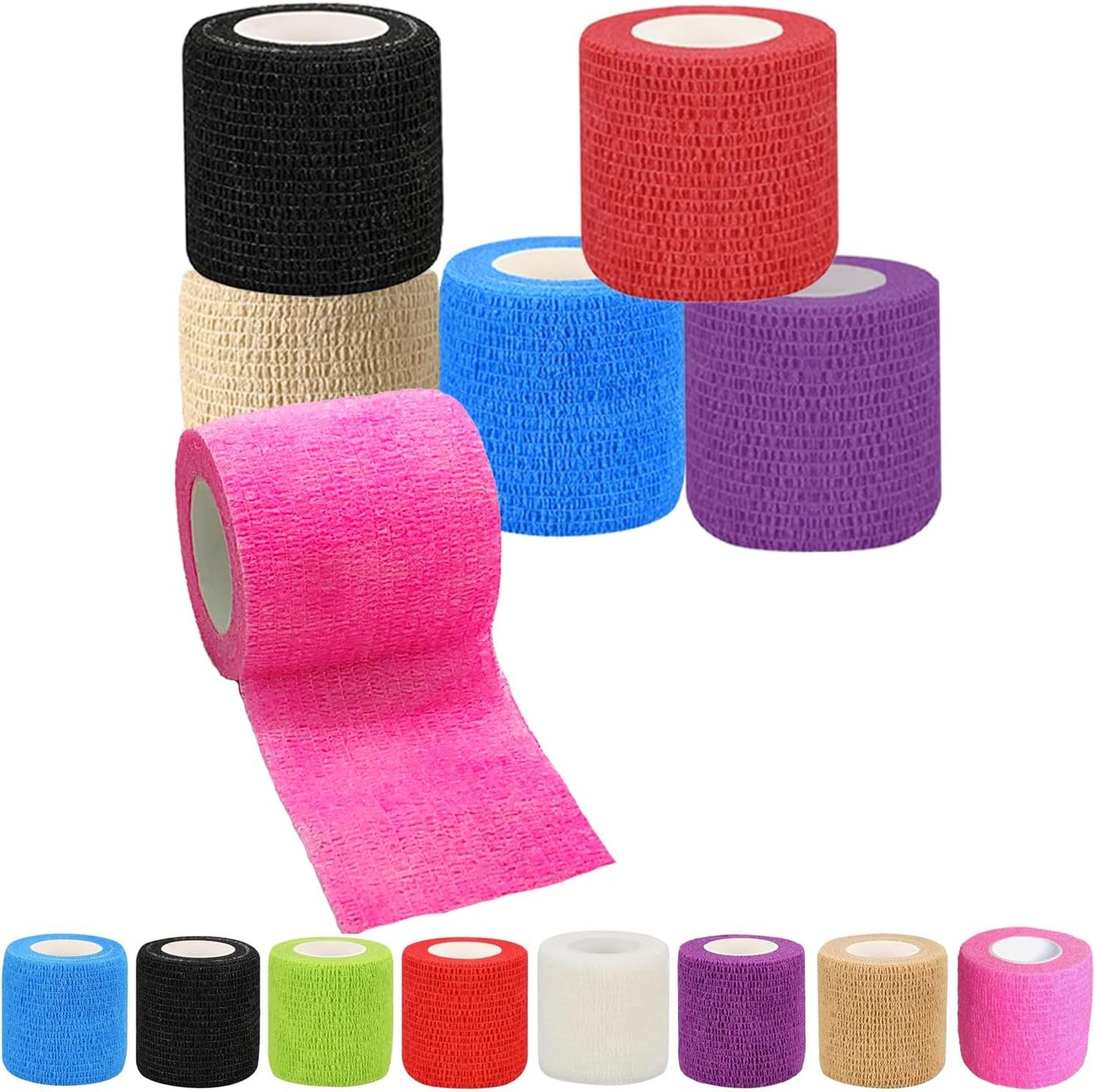 Skiennix Self-Adhesive Cohesive Bandage Tape - 6 Pack of 2-Inch Stretch Athletic Wraps in Mixed Colors