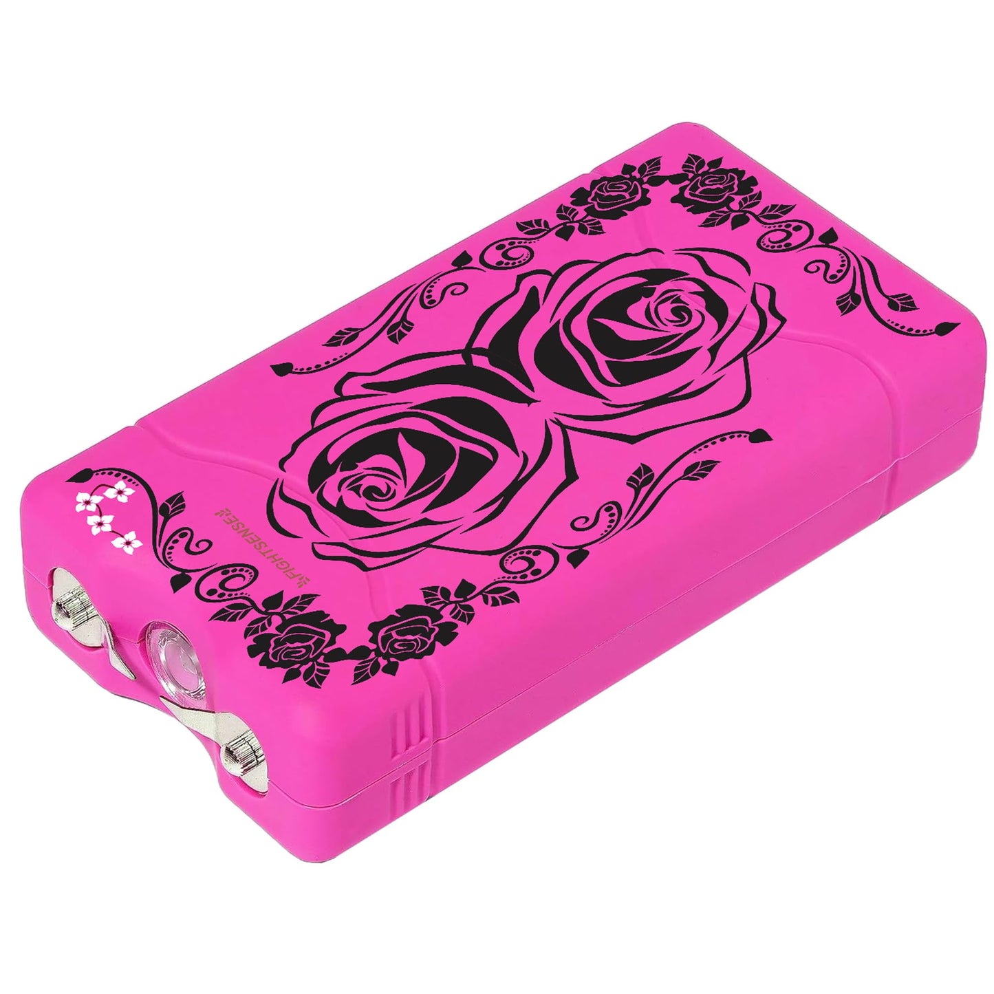FIGHTSENSE Super Heavy Duty 35 Billion Mini Stun Gun for Self Defense with Bright Led Flashlight, Rechargeable Battery, Nylon Holsters with Belt Loop for Easy Cary (Zebra Pink)