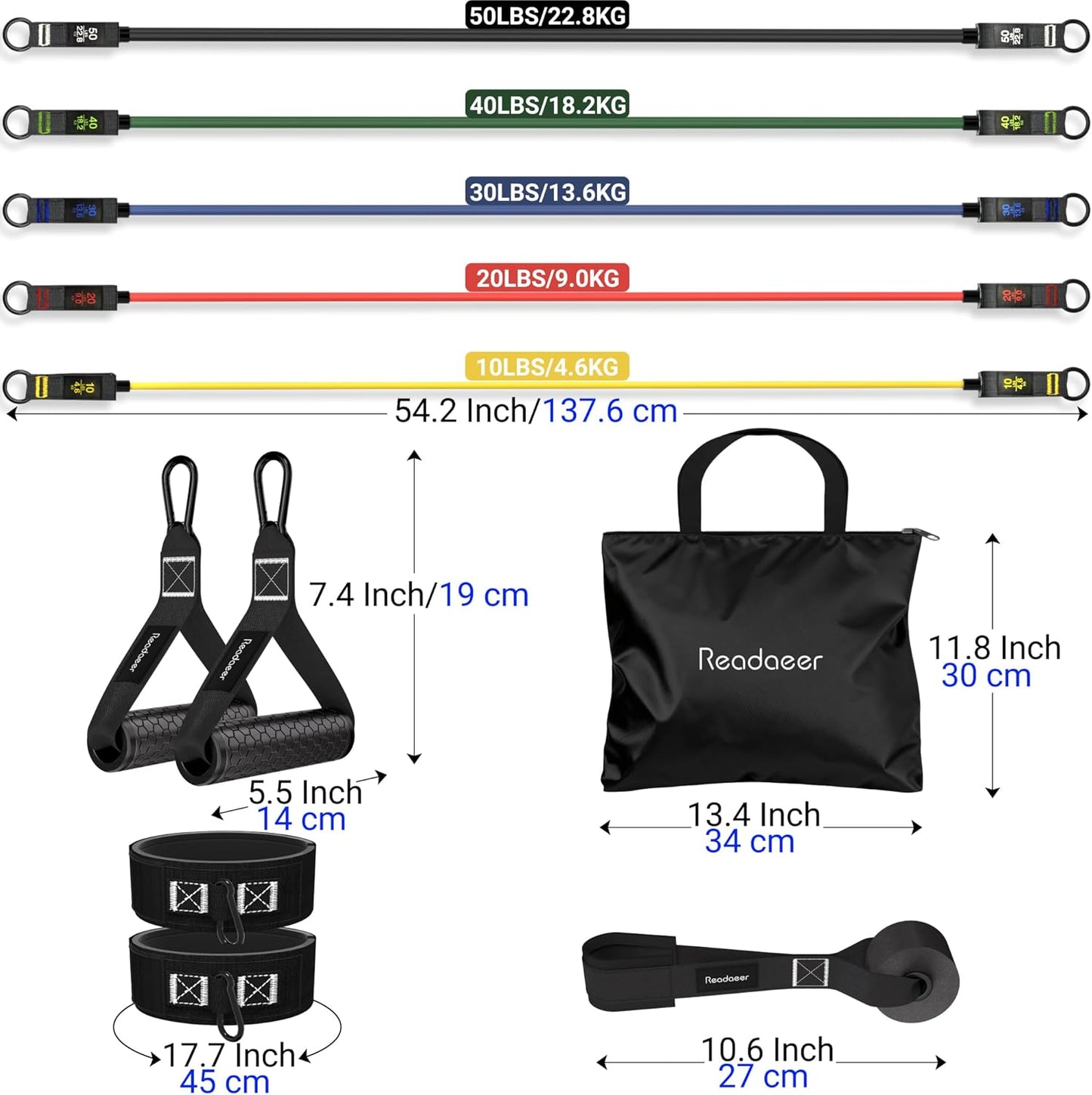 Readaeer Resistance Bands - Versatile Exercise Bands with Handles for Indoor & Outdoor Workouts