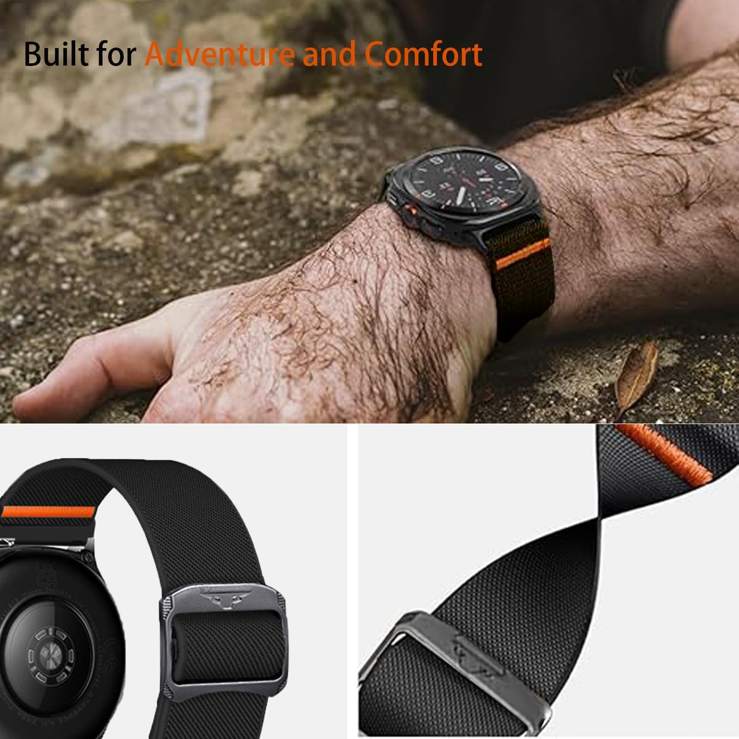 ID208 Plus, IDW13, IDW16, IDW17, IDW19, IDW20, IDW21, IDW23, IDW25, IDW26 Smartwatch Bands, Lamshaw 22mm Quick Release Stretchy Solo Loop Adjustable Nylon Replacement Straps Compatible for Quican, aeac, WMK Smart Watch (Black)