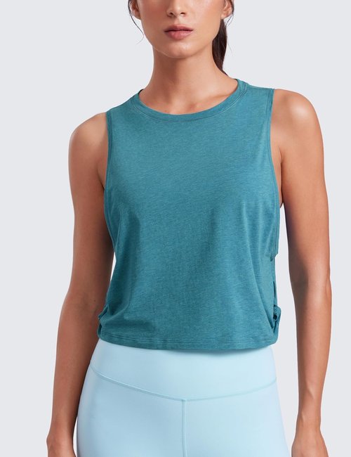 CRZ YOGA Pima Cotton Tank Top for Women - Loose Fit Athletic Sleeveless Crop Shirt | Ideal for Yoga & Gym
