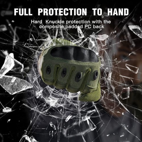 FREE SOLDIER Gloves for Men Full Finger Fingerless Gloves for Work Gardening Cycling Motocycle Hiking Riding Climbing(Green Small)