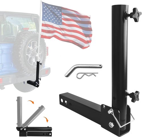 KAIRAY Foldable Hitch Mount Flagpole Holder - Universal Fit for 2-Inch Hitch Receivers | Ideal for Trucks, SUVs, RVs, and Pickups