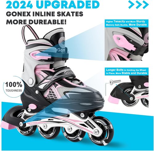Gonex Inline Skates - Adjustable Light-Up Roller Blades for Kids & Teens | Perfect for Indoor & Outdoor Fun