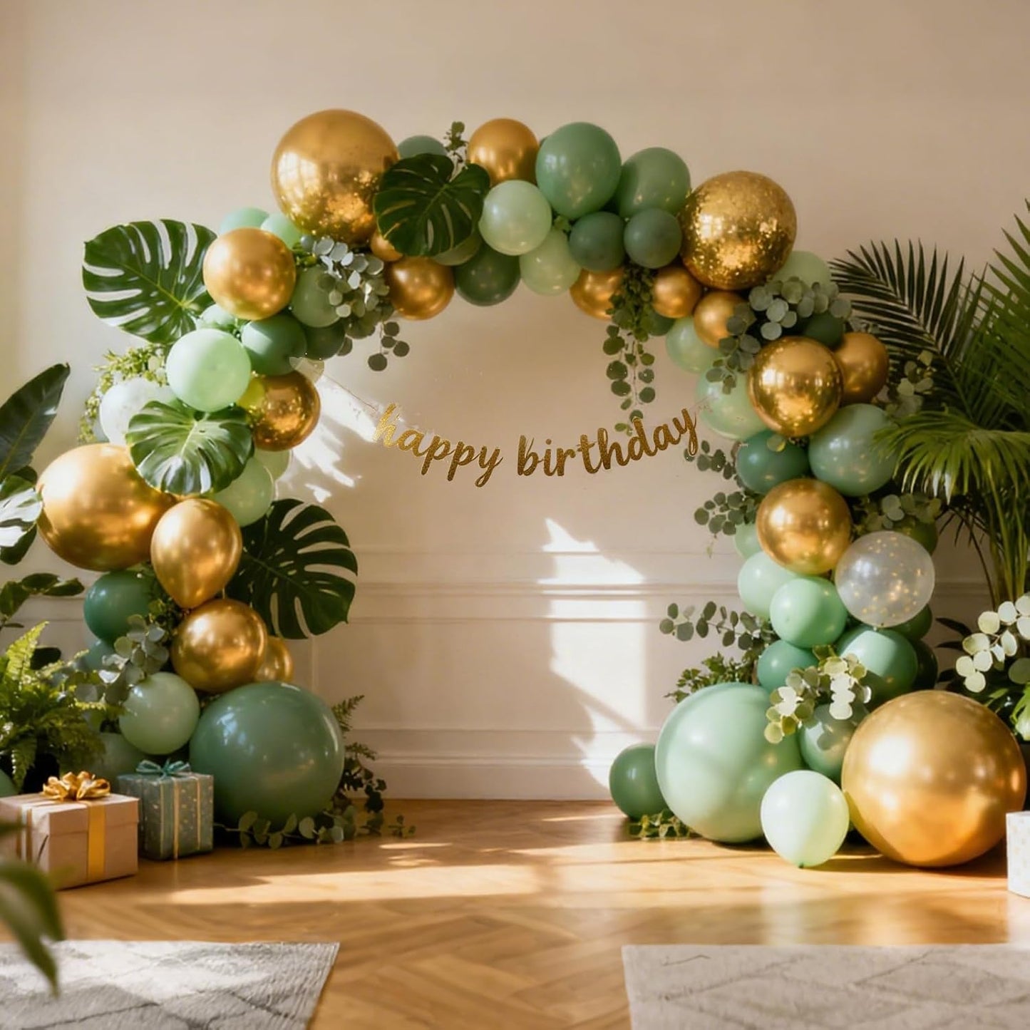 RUBFAC Gold Balloons - 129-Piece Metallic Balloon Garland Kit for Graduation, Weddings & Birthdays
