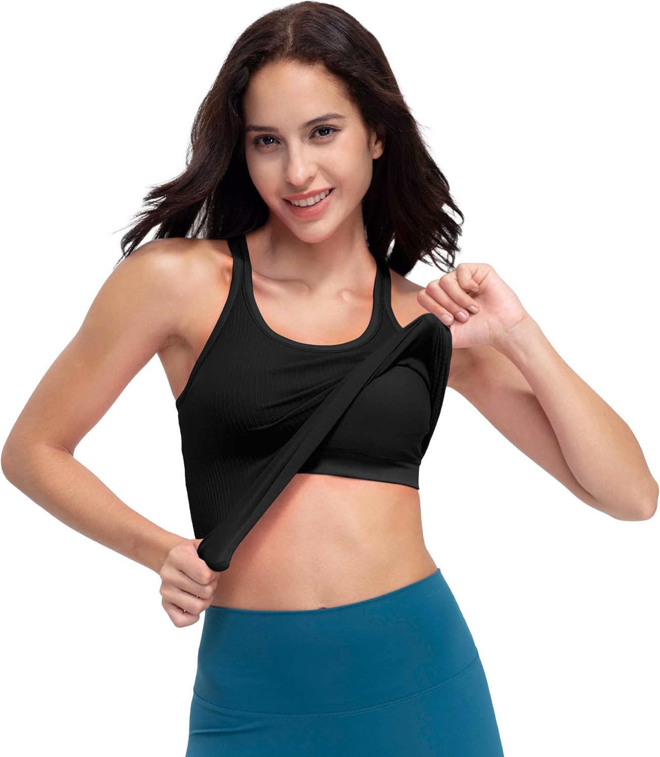 Skiennix Seamless Ribbed Workout Tank Top - Built-In Bra for Women | Comfortable & Stylish Fit