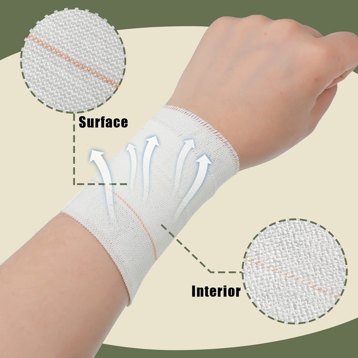 Nuanchu 2 Rolls Adhesive Elastic Tape Bandage Wrap Flexible Stretch Bandages for Sports Ankle, Knee and Wrist Pet Vet Horses Wrap(2 Inch Wide,White)