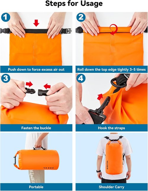 HEETA Waterproof Dry Bag - Lightweight Roll Top Storage for Travel & Outdoor Adventures | 5L-40L Sizes