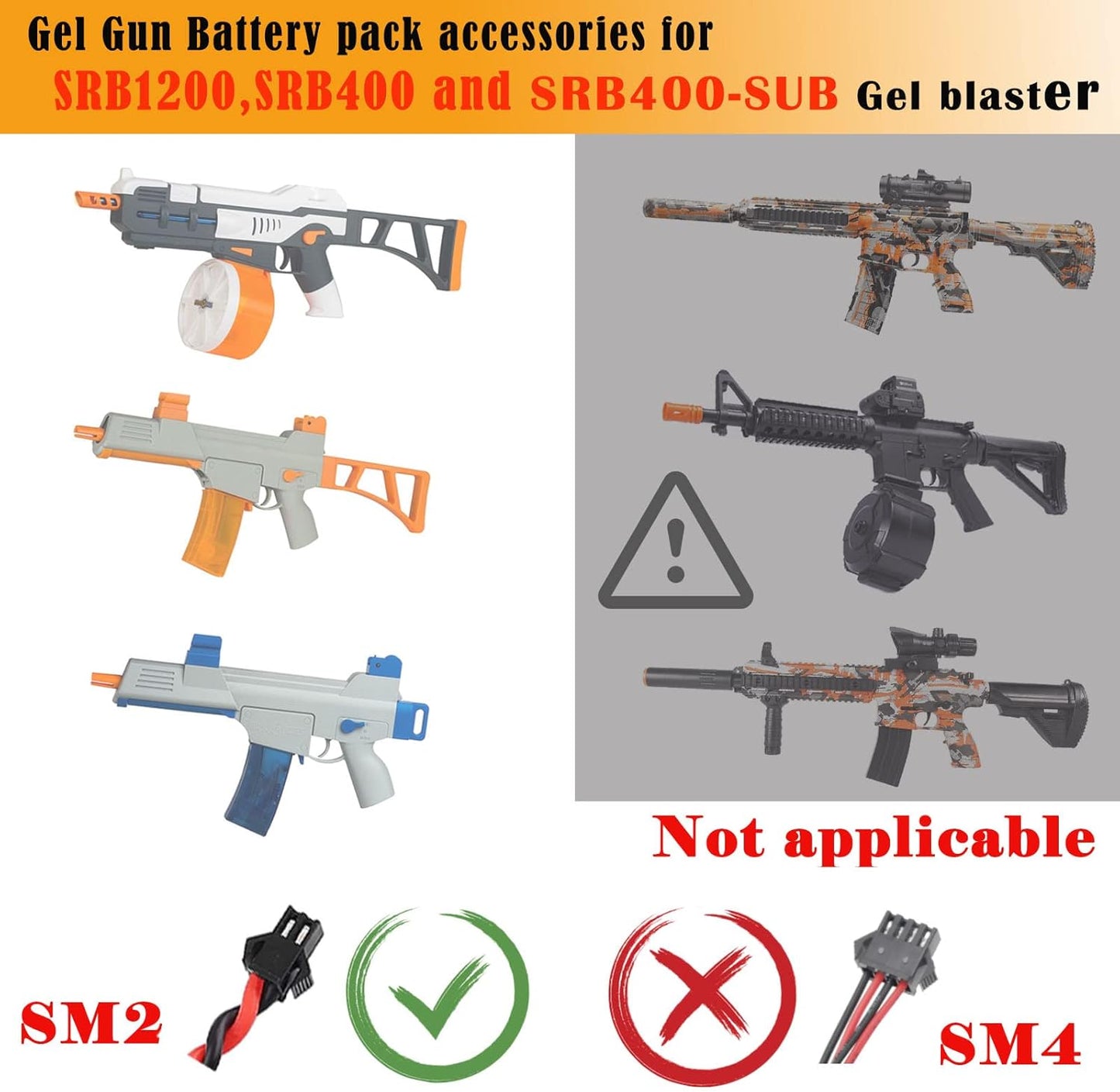 Skiennix 7.4V 2000mAh Battery Pack - Compatible with SRB1200 Airsoft & Water Guns | USB Charging Included