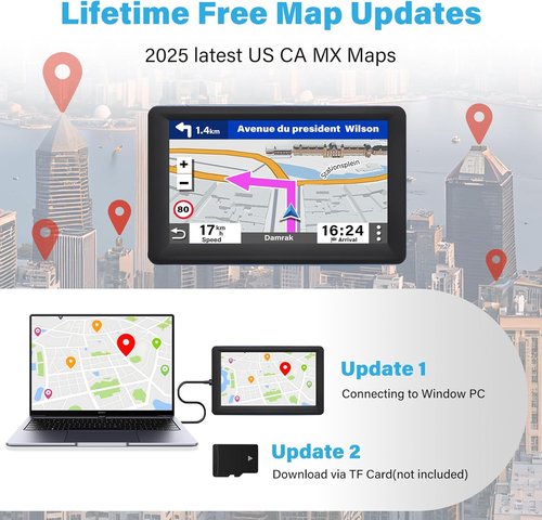 GPS Navigator - 7-Inch Touch Screen with 2026 Maps | Real Voice Turn-by-Turn Directions & Speed Alerts