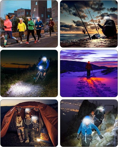 CANKROO Headlamps Rechargeable with Red Light 2 Pack, Wide Beam Running LED Head Lamp for Adults, Headlights for Head with Motion Sensor, Hard Hat Light for Running, Camping, Hiking, Hunting, Fishing