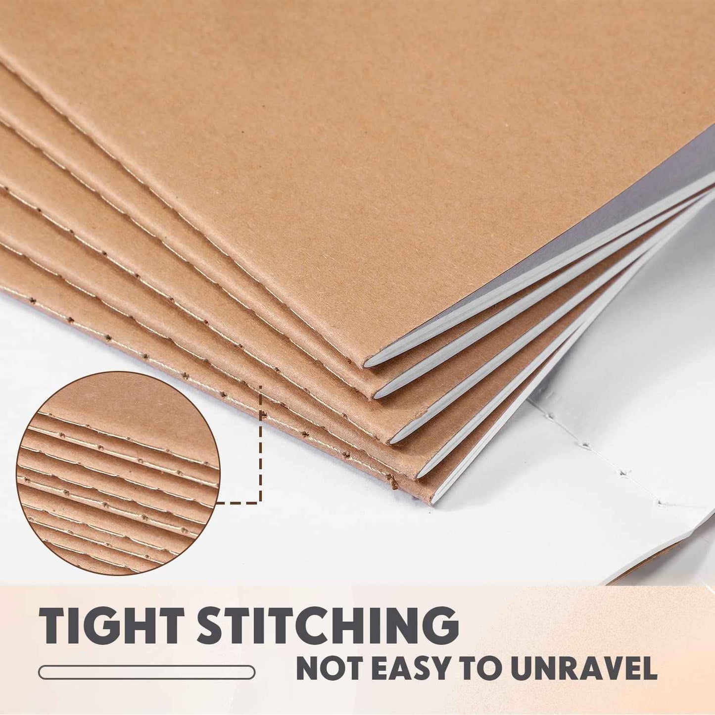 Handepo 150 Pack A6 Kraft Paper Notebooks Blank Page Mini Notebooks Bulk Sewn Travel Journal Kraft Pocket Memo Pad Unlined Subject Notepads for Travelers Students Classroom School Supplies(Brown)