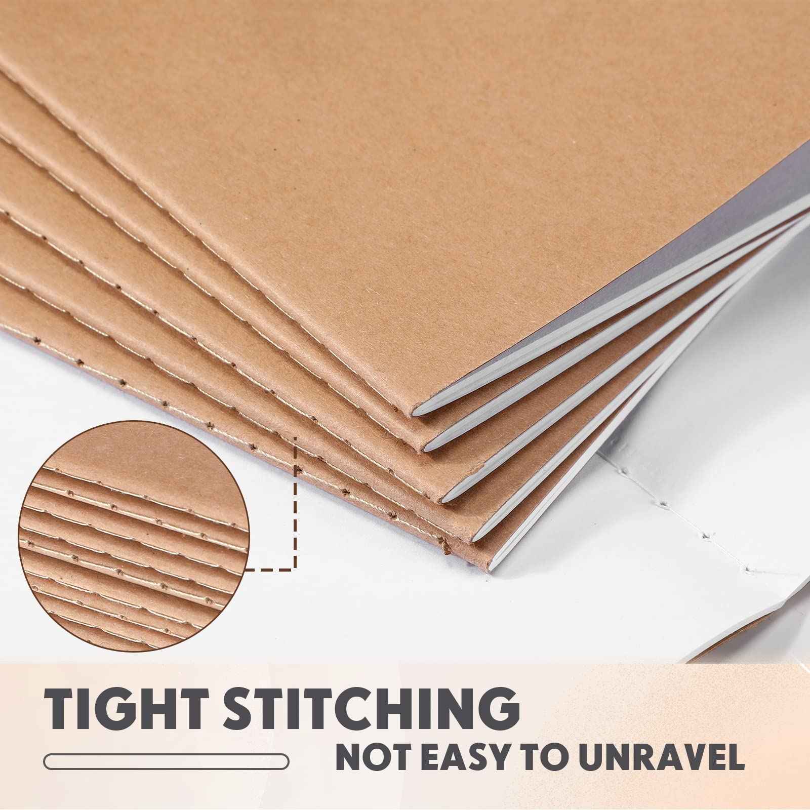 Handepo 150 Pack A6 Kraft Paper Notebooks Blank Page Mini Notebooks Bulk Sewn Travel Journal Kraft Pocket Memo Pad Unlined Subject Notepads for Travelers Students Classroom School Supplies(Brown)