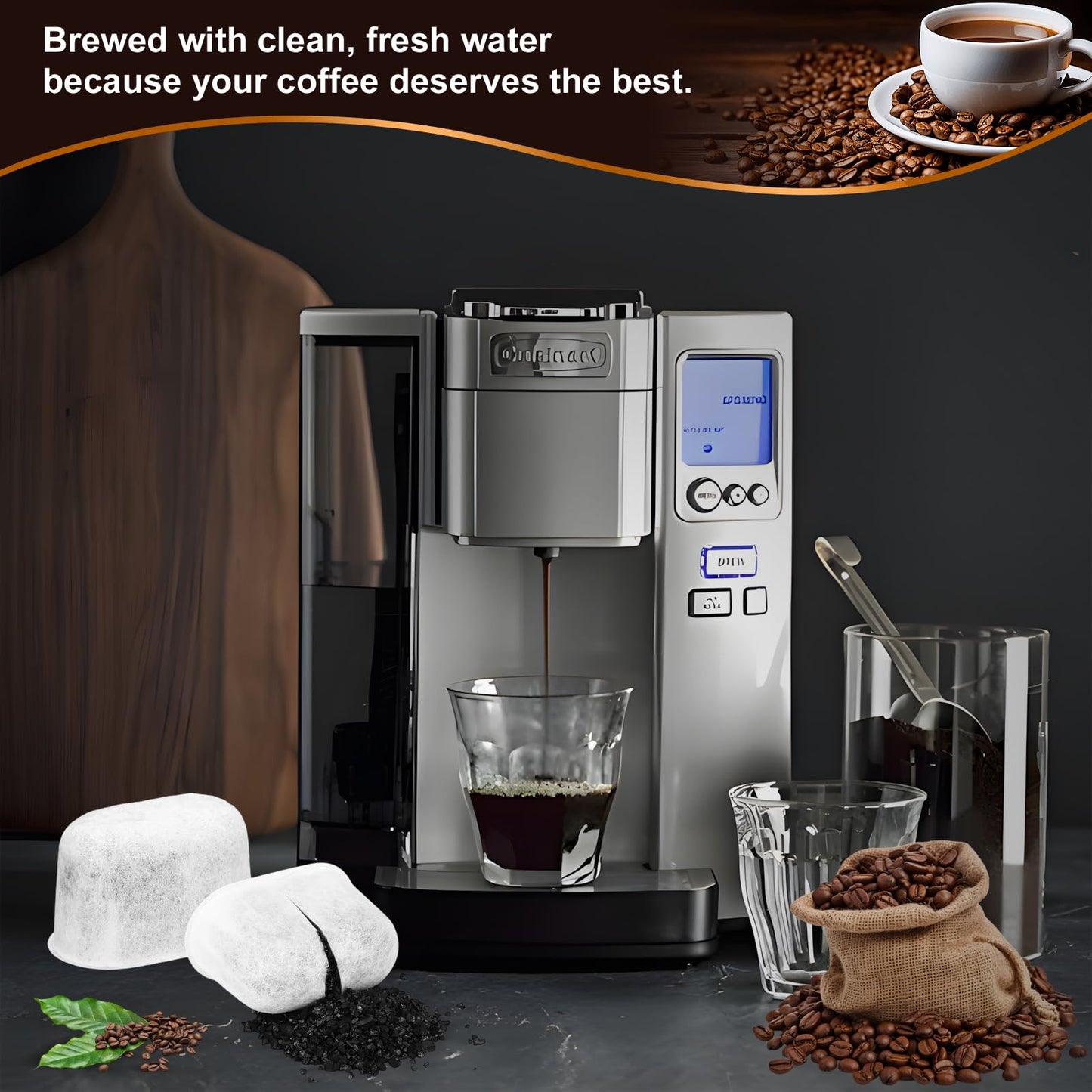 12 Pack Coffee Maker Filter Replacements - Fits All Cuisinart® Coffee Makers - Charcoal Fiber Water Filter Replacement