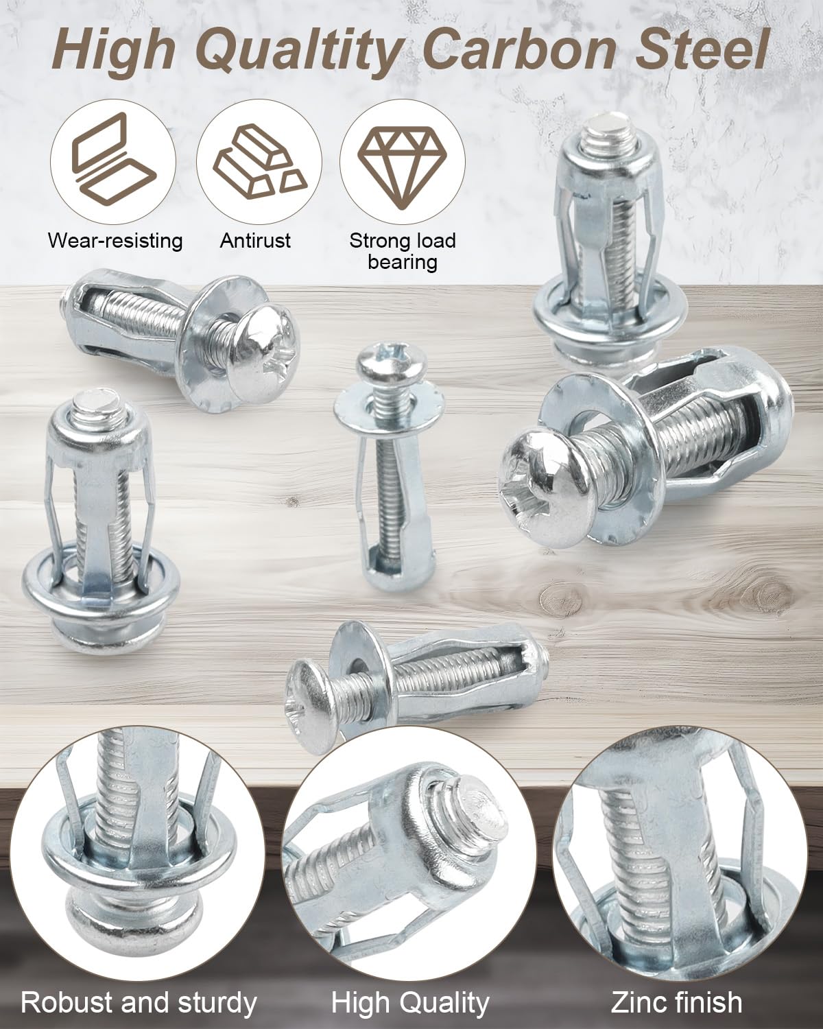 AOKLIT 40Pcs Expansion Screw Petal Nut, M4 M5 M6 M8 Jack Nuts, Petal Shape Metal Nut with Screws Assembly for Hollow Wall Iron Skin Plasterboard