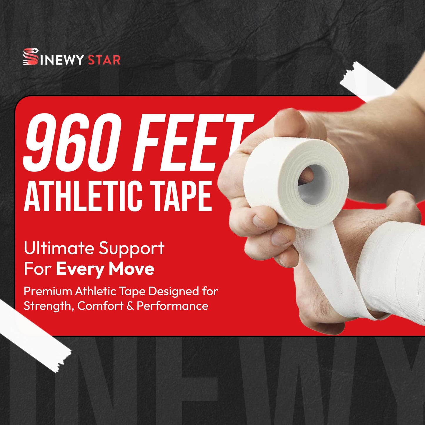 32-Pack Athletic Tape Bulk, 960 Feet Bulk Sports Tape, Strong Adhesive White Tape, Protect and Prevent Injuries, Promotes Faster Healing, Athletic Training First Aid Supplies