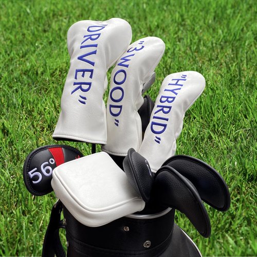 Essential Black/White Golf Putter Cover Magnetic, Square Mallet Putter Head Cover Club Protection Case fits for Golf Clubs, Premium Golf Mallet Putter Headcover Gift for Men Golfer (All White)