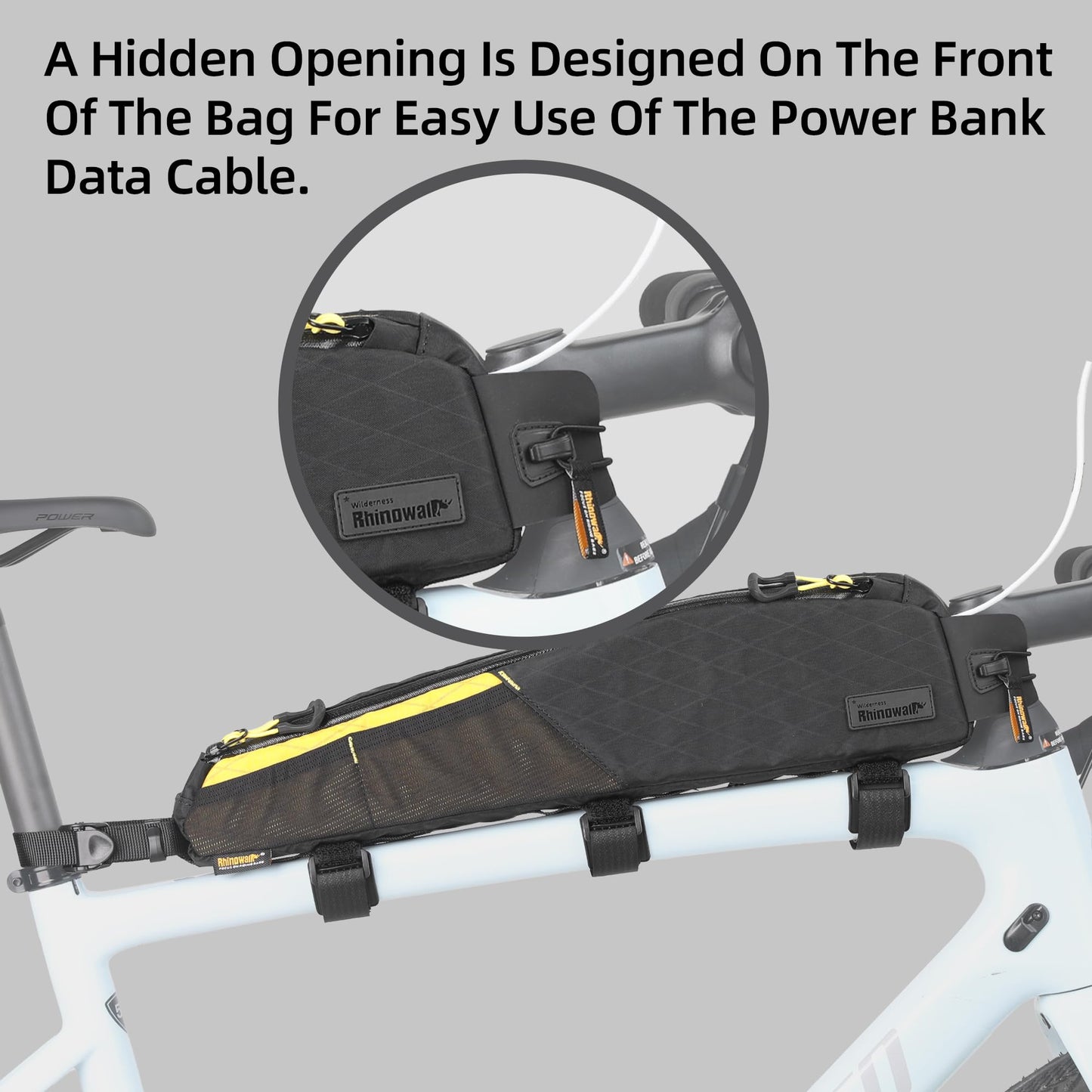 Rhinowalk Bike Top Tube Bag Bike Frame Bag 2.1L Waterproof Bicycle Bag Professional Cycling Accessories for Mountain Road Bike(Large)-Black
