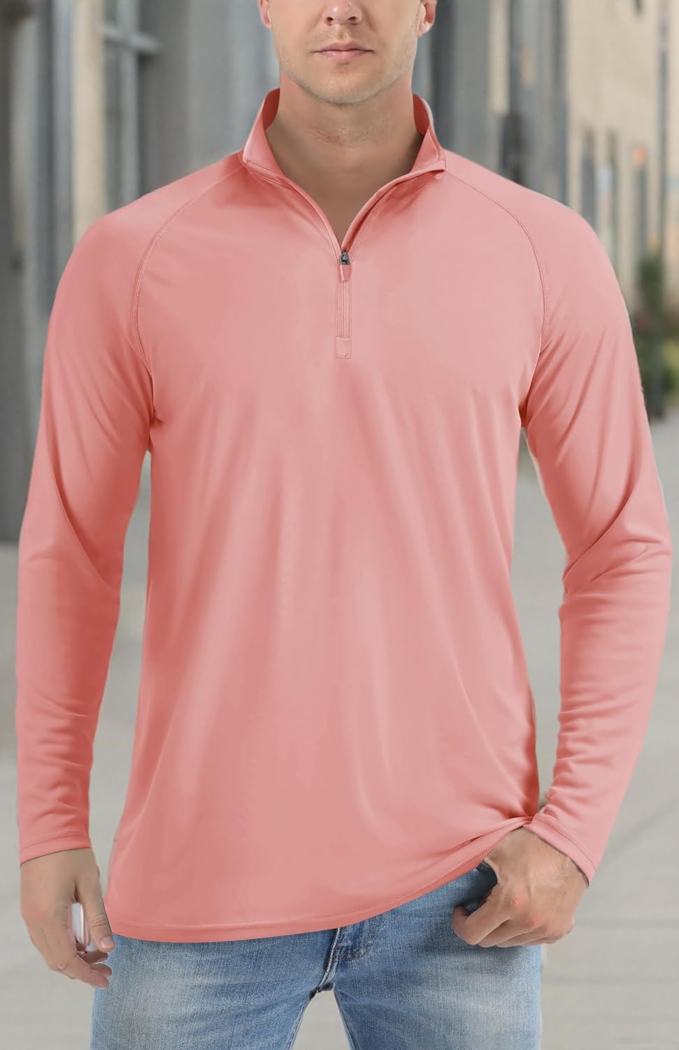 TACVASEN Men's Athletic Long Sleeve Shirt - 1/4 Zip Sun Protection Rash Guard | UPF 50+ Outdoor Running T-Shirt