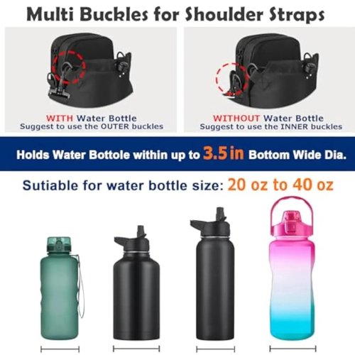 SABWELLBOX Magnetic Gym Bag with Water Bottle Holder With Strap, Crossbody Sling for Men & Women, Lockable Zippers, Quick-Access Phone Pocket for Work, Sport, Travel