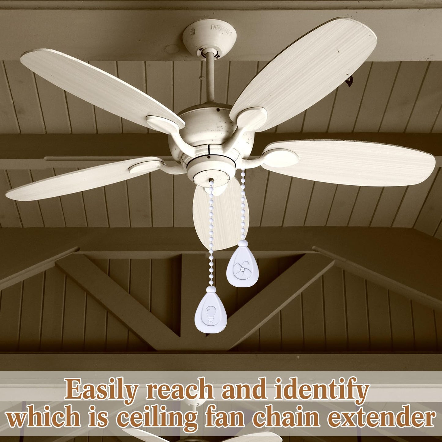 4 Pieces Ceiling Fan Pull Chain Extender Ornament 12 Inch Ceiling Pull Chain Extension Classic Drop Shaped Pendant Beaded Ball Cord for Fan light lamp decorative with Connector(White)