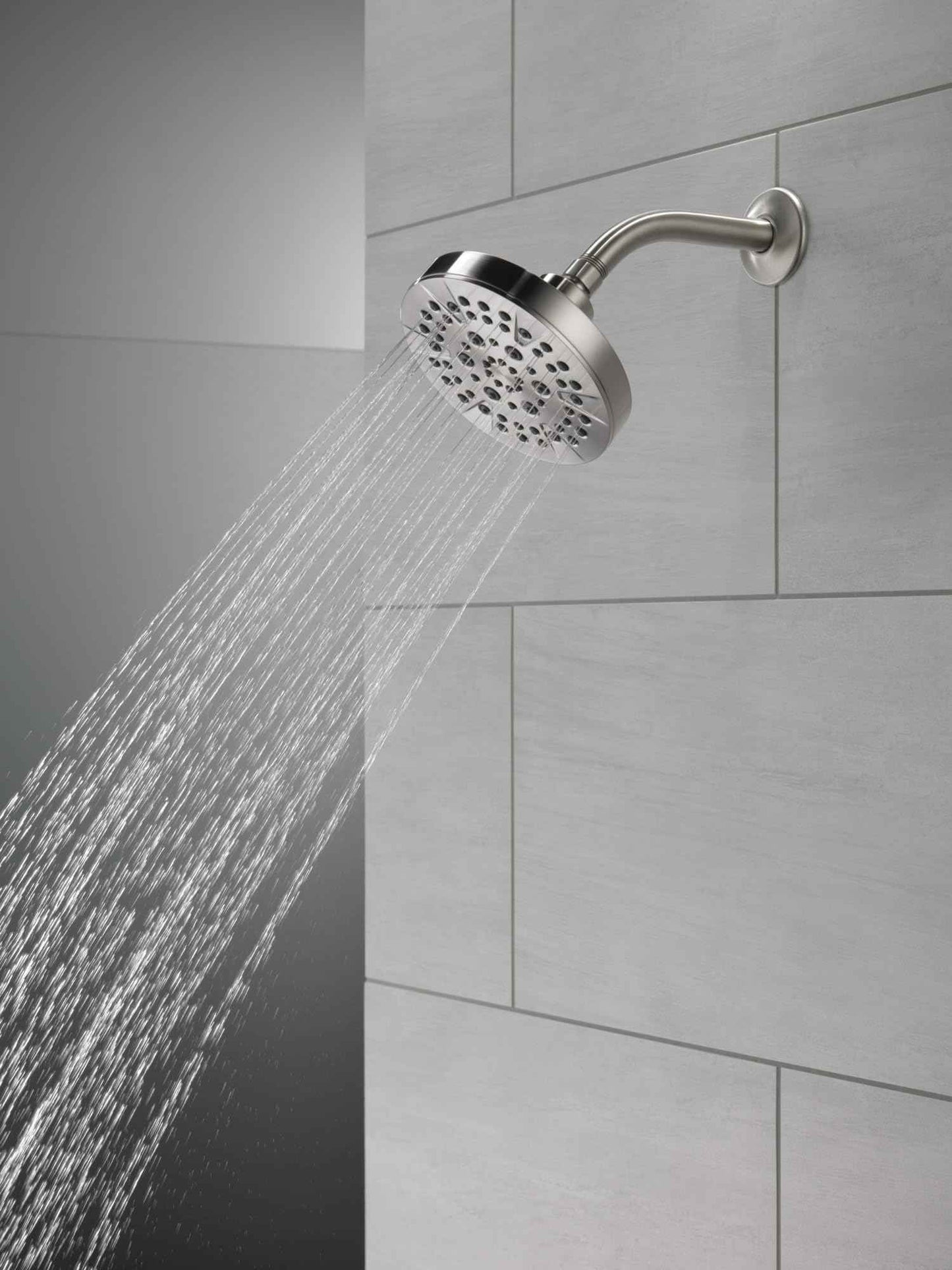 Delta 6-Setting Brushed Nickel Shower Head with High Pressure Spray, 6 Inch Round Shower Head, Showerheads, 1.75 GPM Flow Rate, Stainless 52535-SS