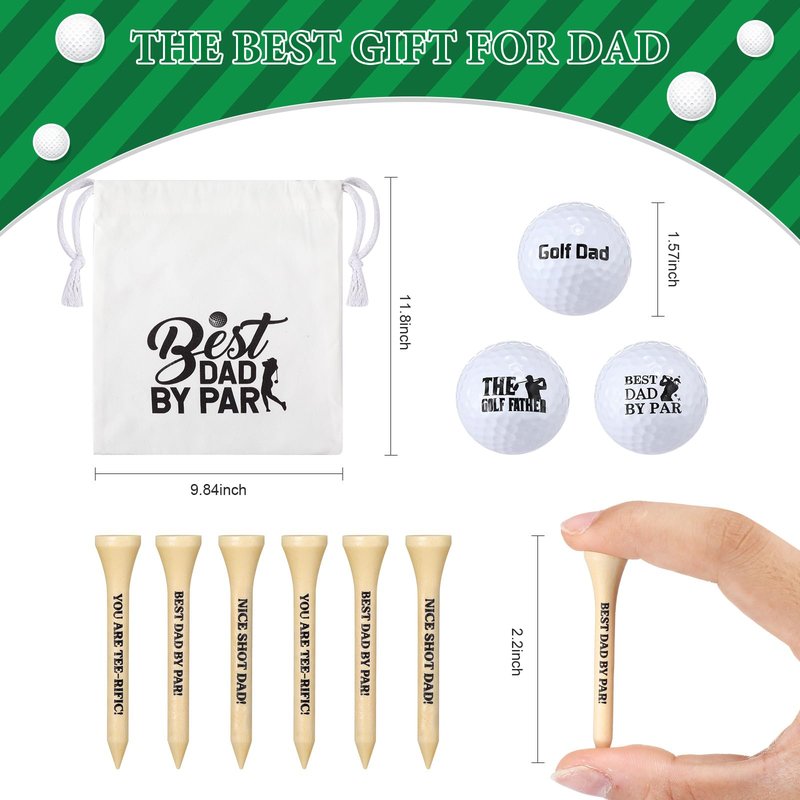 Shappy 14 Pcs Golf Gifts Set for Dad Balls Tees Towel Brush Divot Repair Tool Socks Bags Best Dad by Par Accessories for Father's Day Birthday