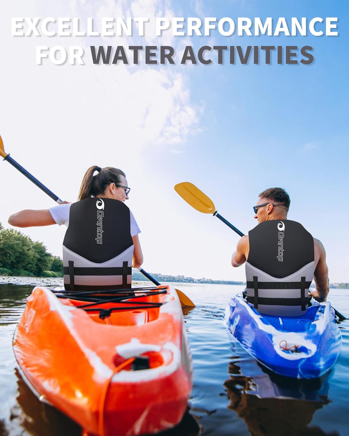 Owntop Swim Vest - Adult Neoprene Water Sport Floaties for Swimming, Boating & Kayaking | Adjustable Zipper & Dual Buckle Design