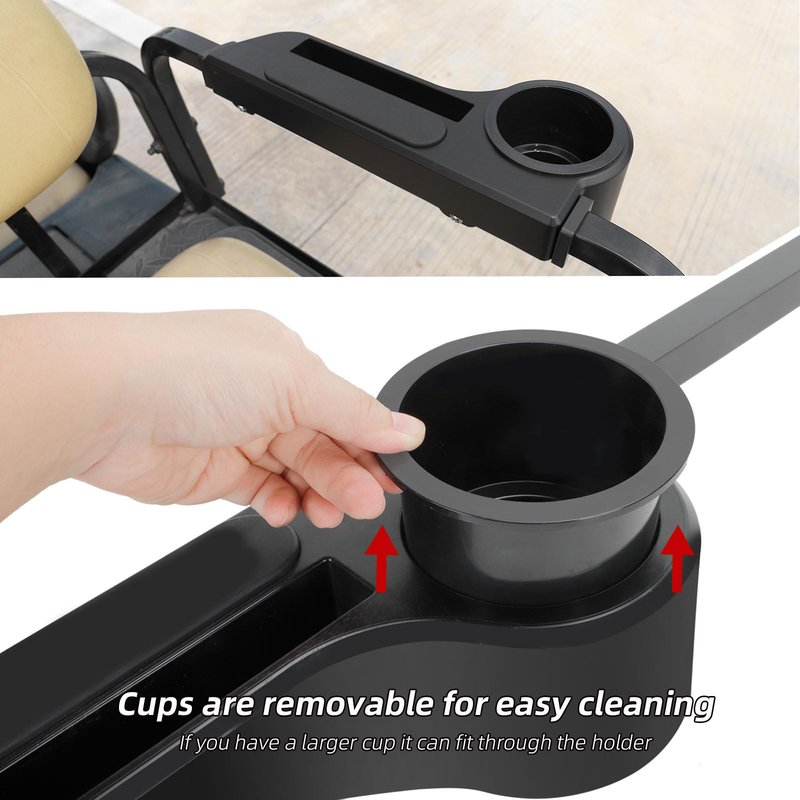 Roykaw Golf Cart Armrest with Cup Holder Compatible with EZGO/Club Car/Yamaha & Most Brand, Universal Golf Cart Rear Seat Arm Rests with Phone Holder, No Drilling, Fit 1.0"/1-1/4" Square Frame