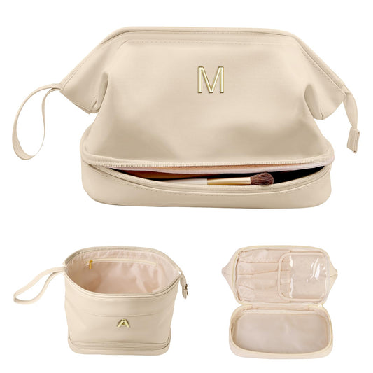 Vogewood Birthday Gifts for Women, Initial Large Makeup Bags, Personalized