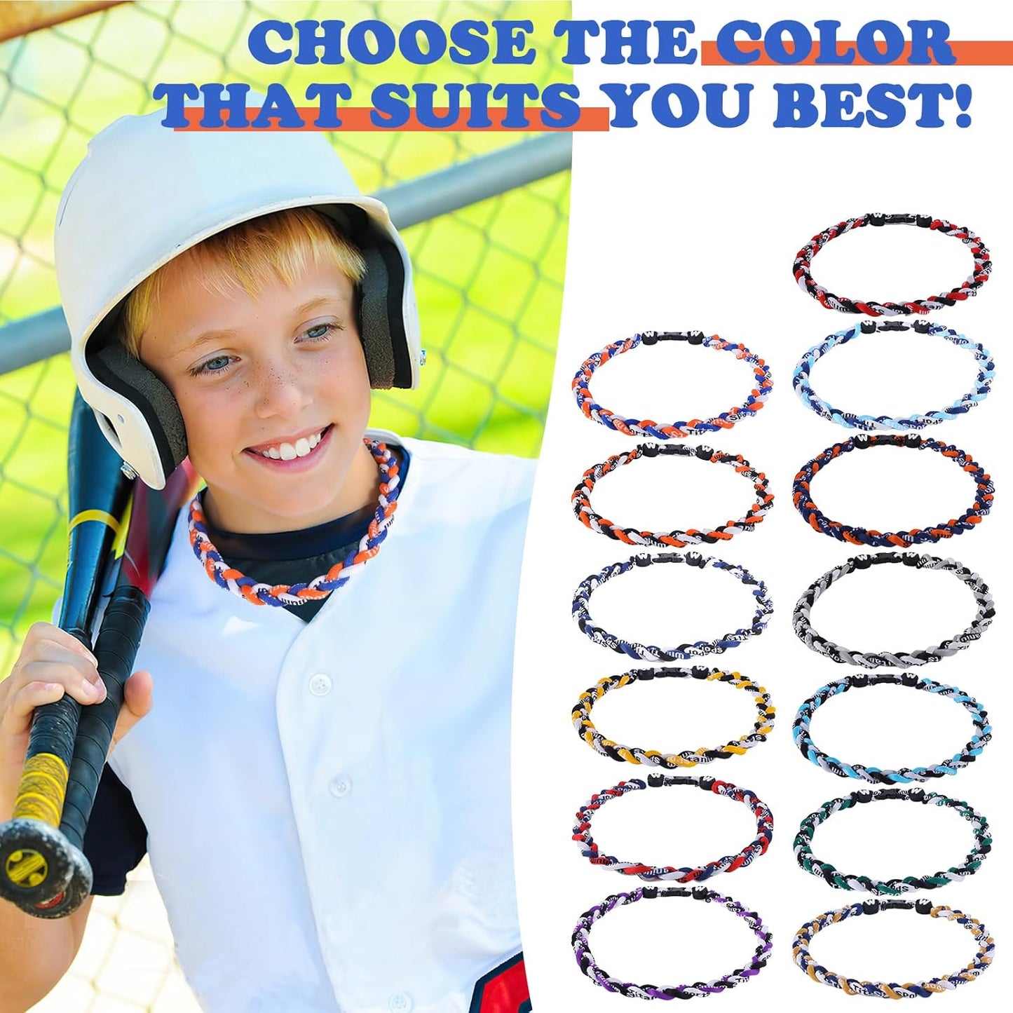 Willtok Premium Baseball Necklace - 18-Inch Nylon Tri-Braided Tornado Design for Stylish Fans