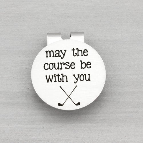 Engraved Golf Ball Marker with Hat Clip Accessories for Men May The Course Be With You Golfer Gift