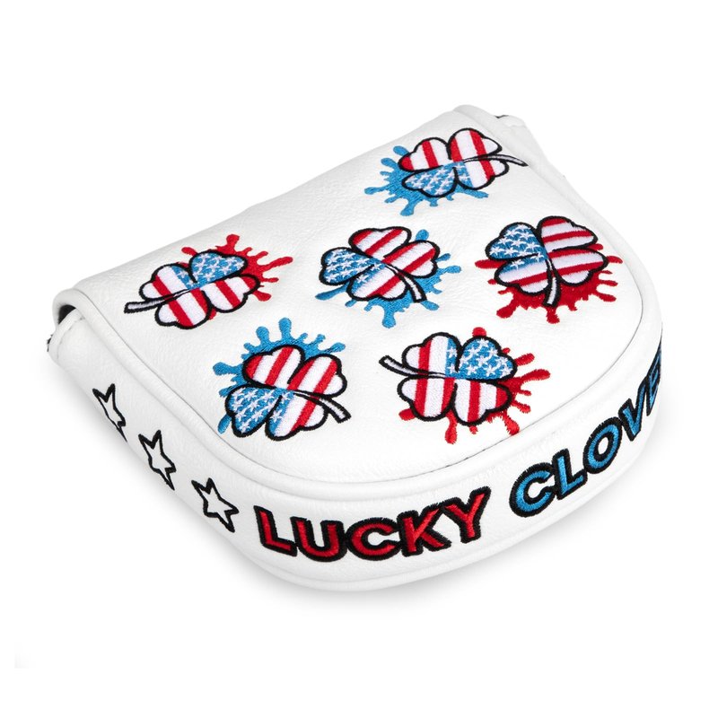 Golf Mallet Putter Cover Headcover, USA Lucky Clover Magnetic Closure Premium Leather Golf Headcovers Fits Golf DF3 Putter, Mallet Putter Headcover (for DF3 Putter)