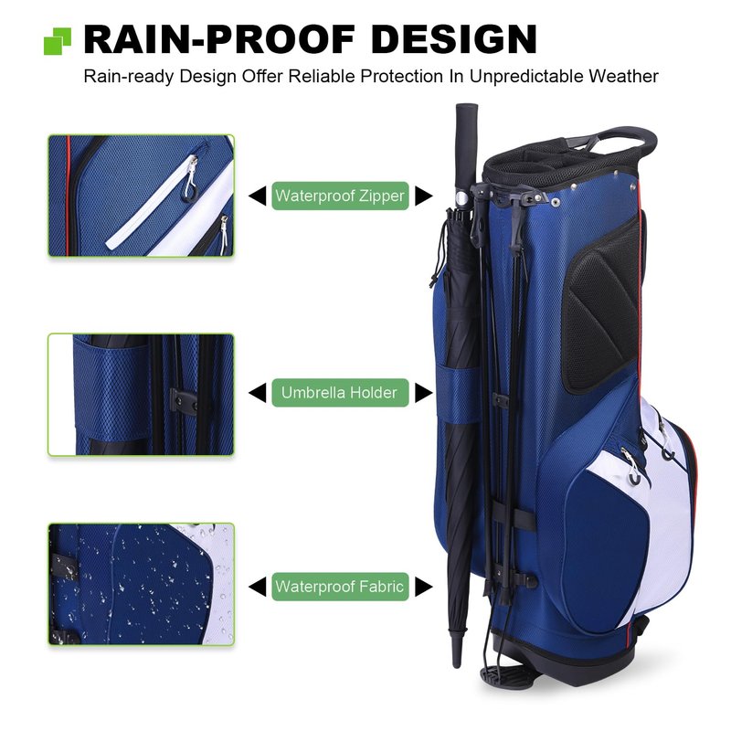 MAZEL 6-Way Golf Stand Bag for Men and Women, Lightweight Golf Bag with Stand,Dual Strap,Dust Cover (Blue)