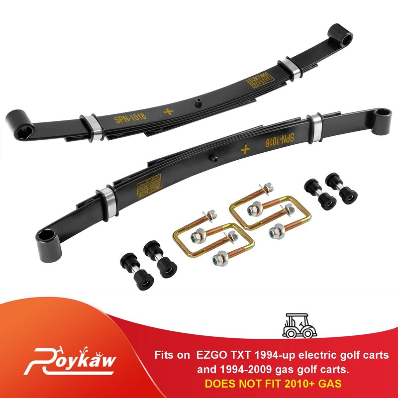 Roykaw Golf Cart Rear Leaf Spring with Bushing, Sleeves and U Bolt kit Compatible with EZGO TXT 1994-up Golf Cart Models, 4 Leaf